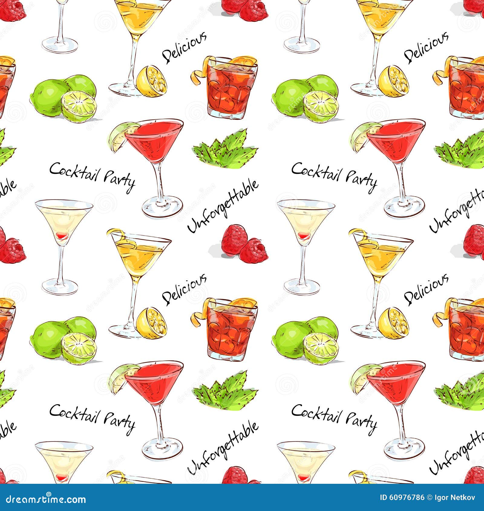 Color pattern unforgettables cocktails, excellent vector illustration, EPS 10