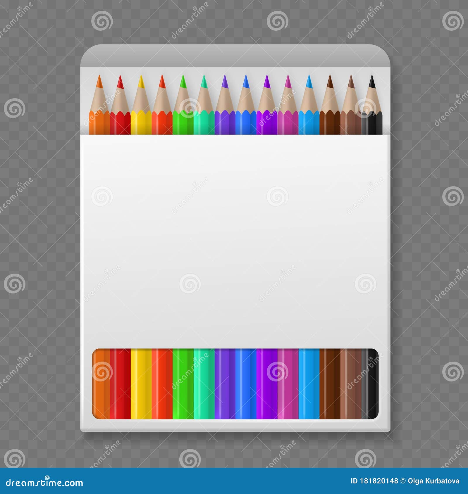 Download Color Pencil In Box. Wooden Colored Crayons In Packaging Mockup, Stationery Tools, Realistic ...