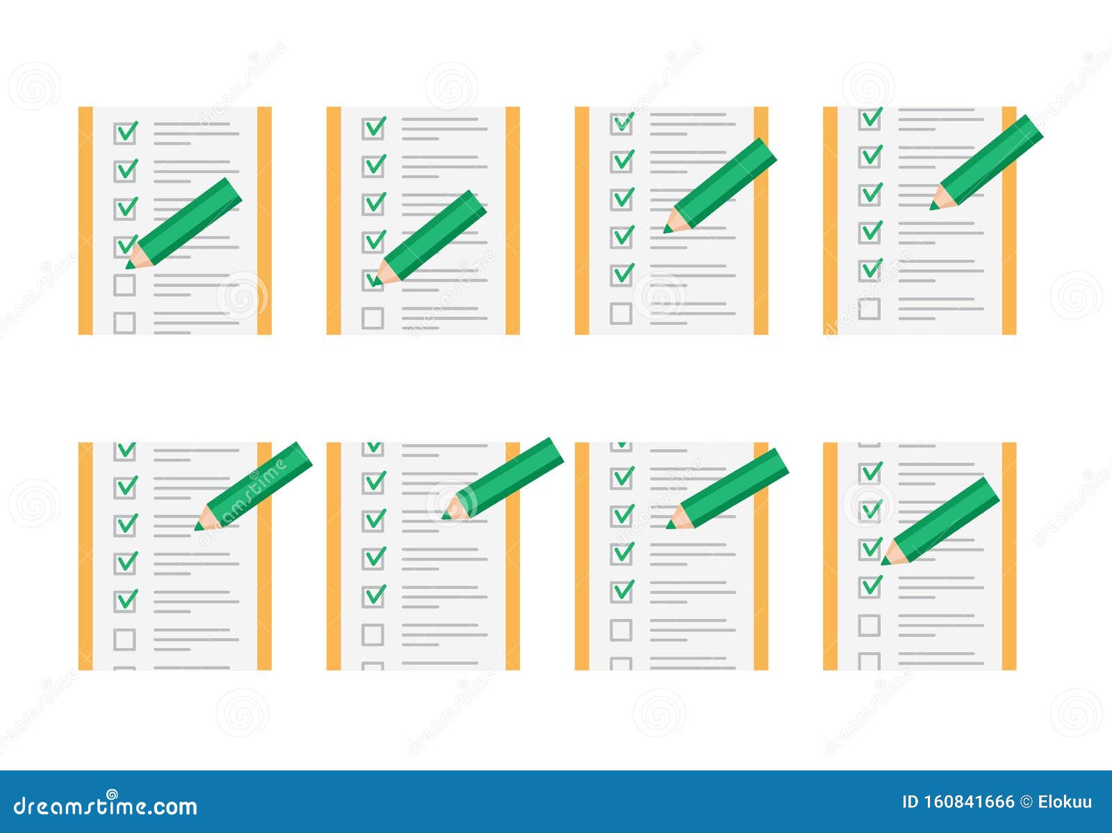 Color Pencil Checking on To Do List Sprite Sheet Stock Vector -  Illustration of note, design: 160841666