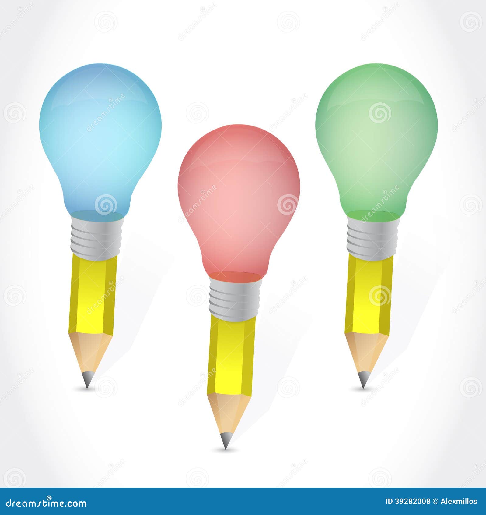 Color Pencil Light Bulbs Illustration Design Stock Illustration
