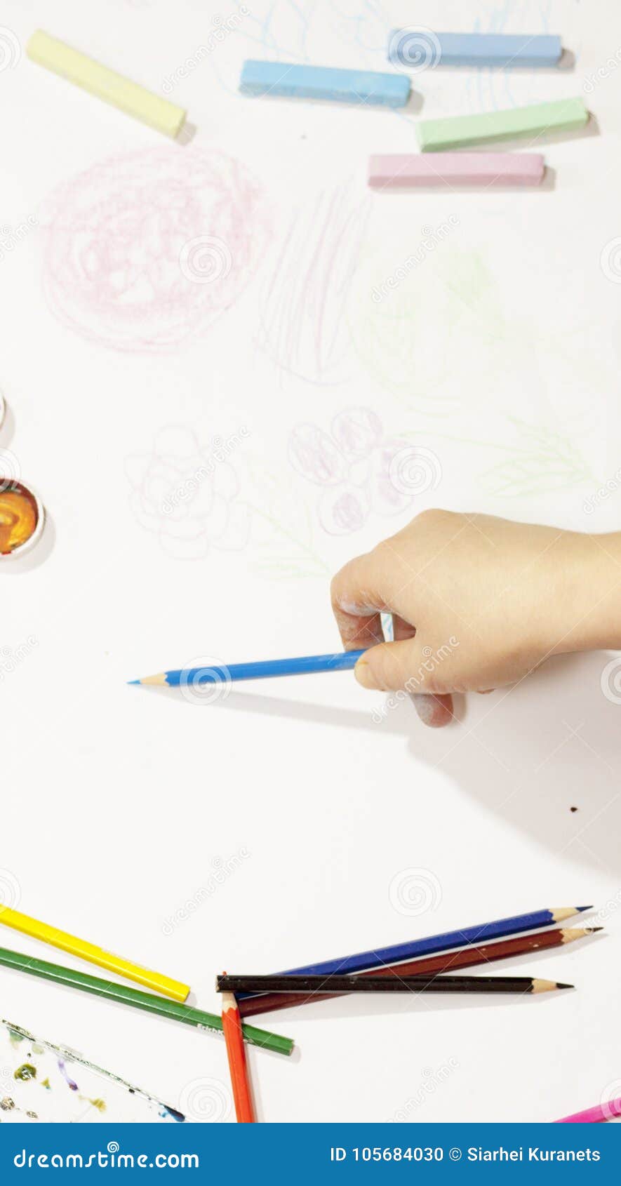 Color Pencil, Paint, Handmade at Work Stock Photo Image of background