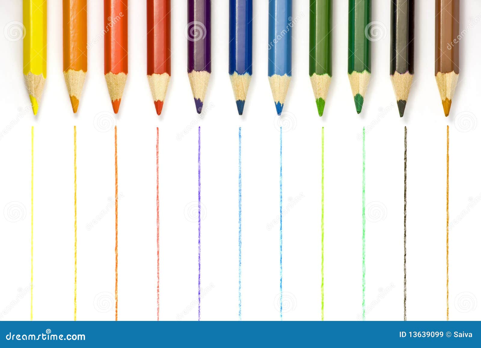 Color Pencils On Wood Texture Stock Photography