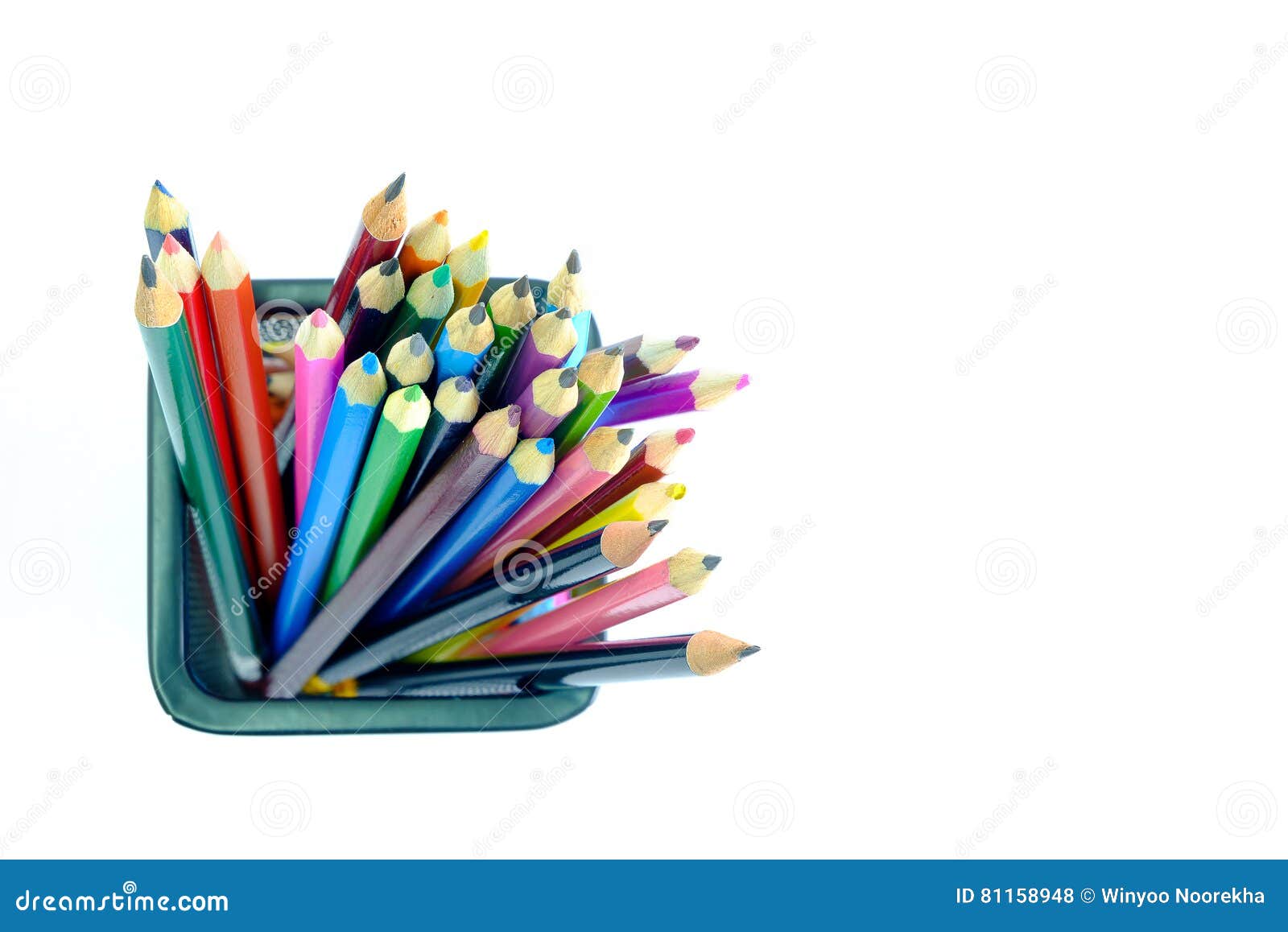 Color pencils in box. stock photo. Image of design, colorful 81158948