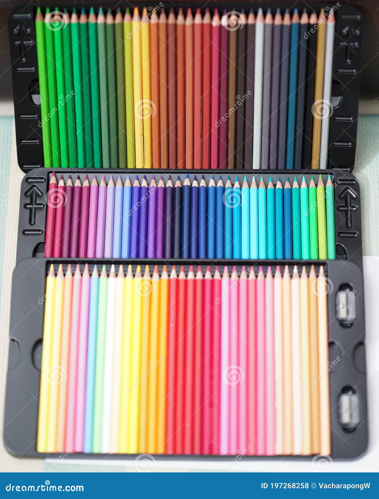 Color Pencils in Boxes on Display Stock Photo Image of colorful, close 197268258