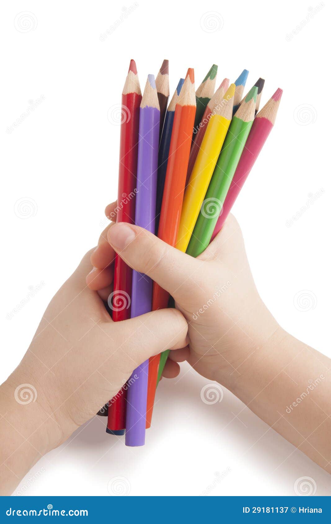 color pencils in child hands