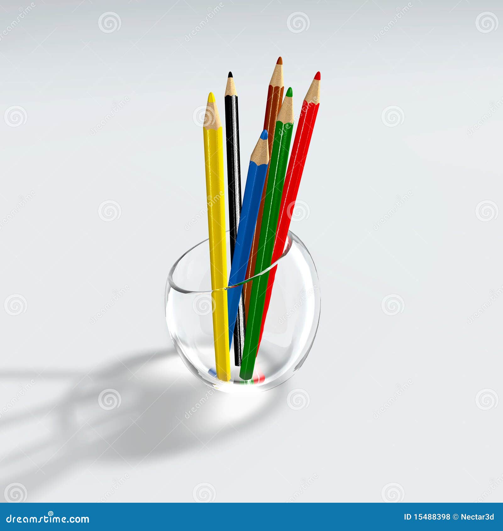Color Pencils in a Glass Holder Stock Illustration Illustration of