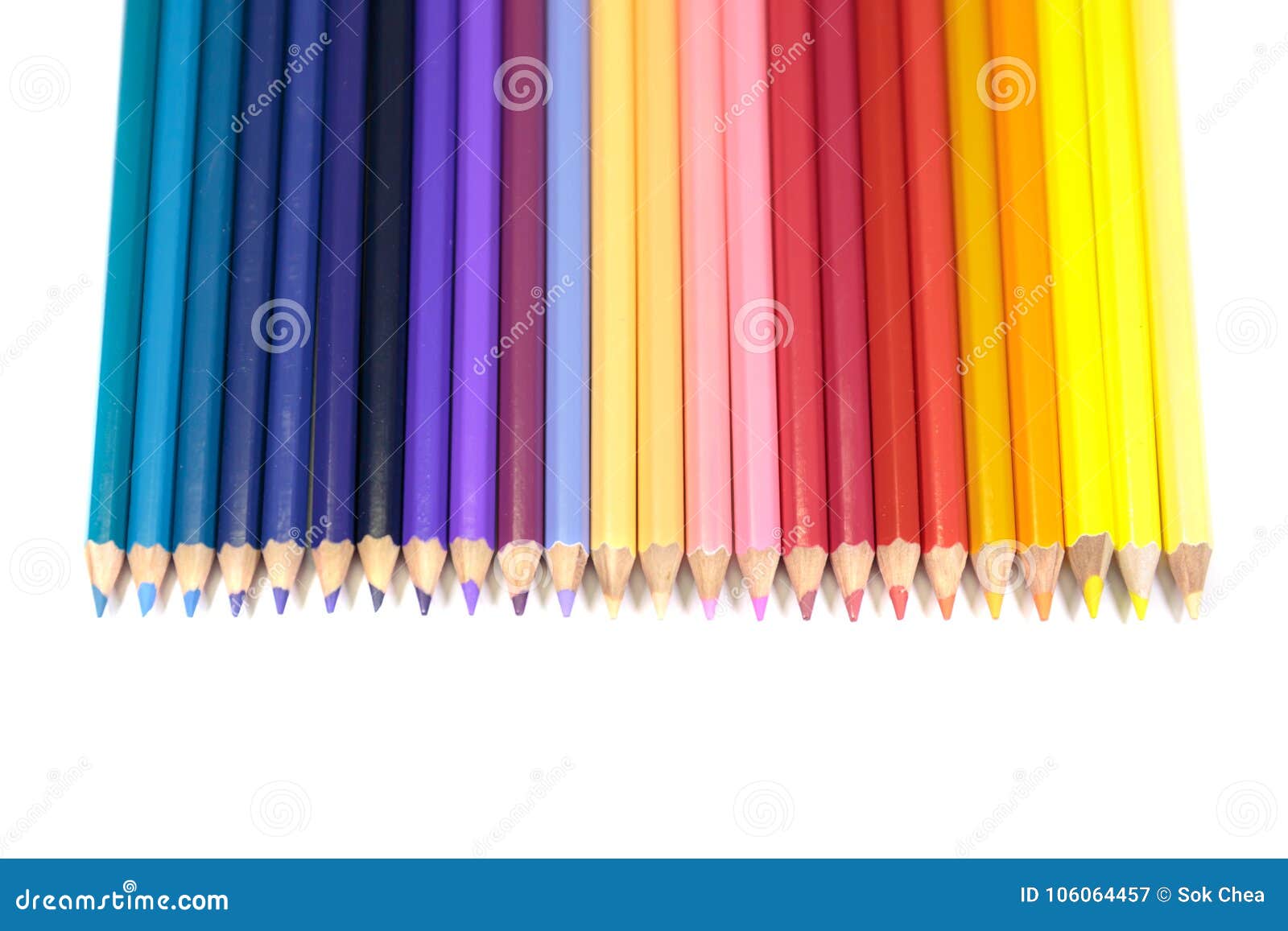 Color Pencils for Kids Facing Down in Straight Line on Pure Whit Stock  Image - Image of colors, brown: 106064457