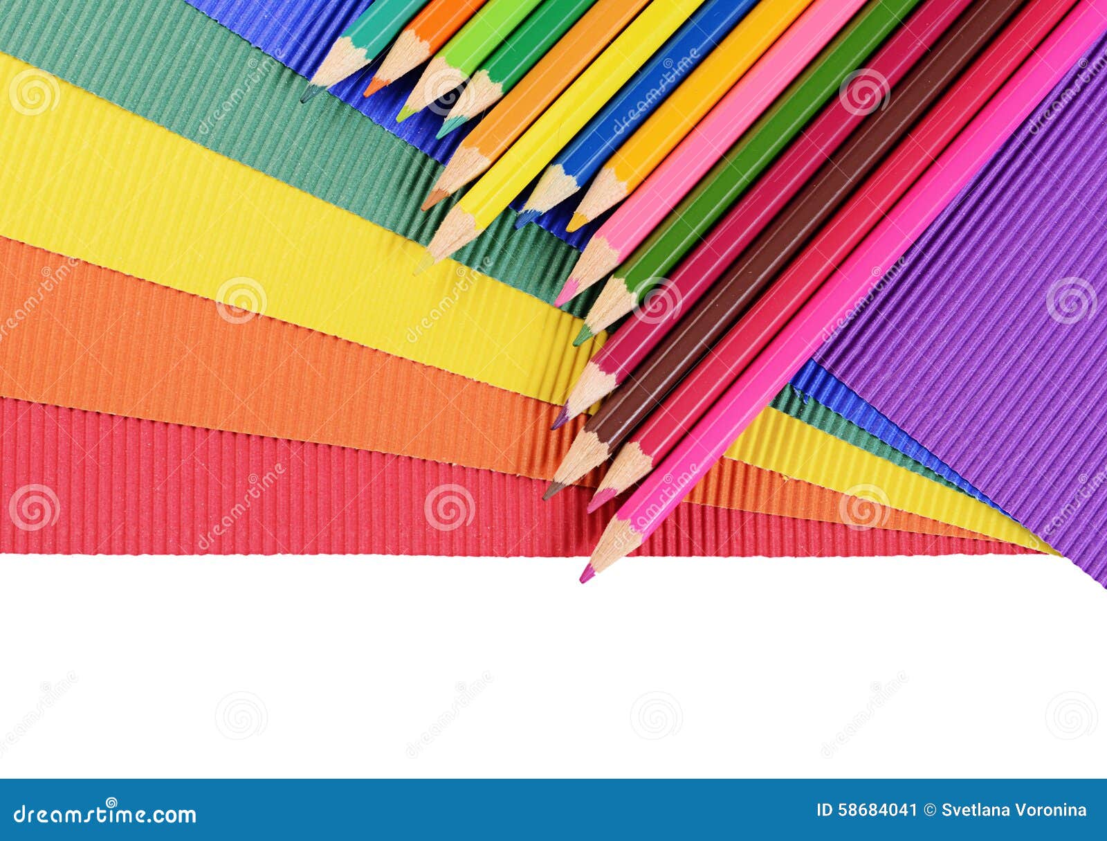 Color Pencils on Multicolored Paper Stock Image Image of orange