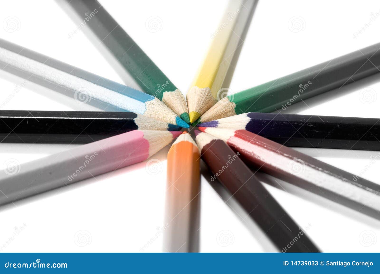 Color pencils on white stock image. Image of group, green 14739033