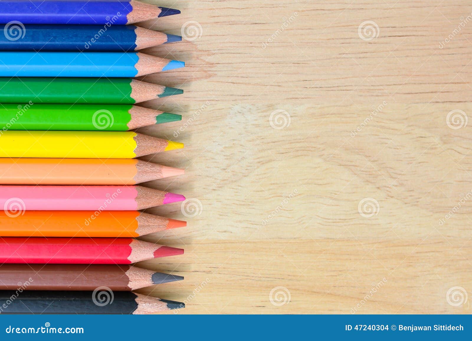 Color Pencils on Wood Texture Stock Photo Image of green, drawing