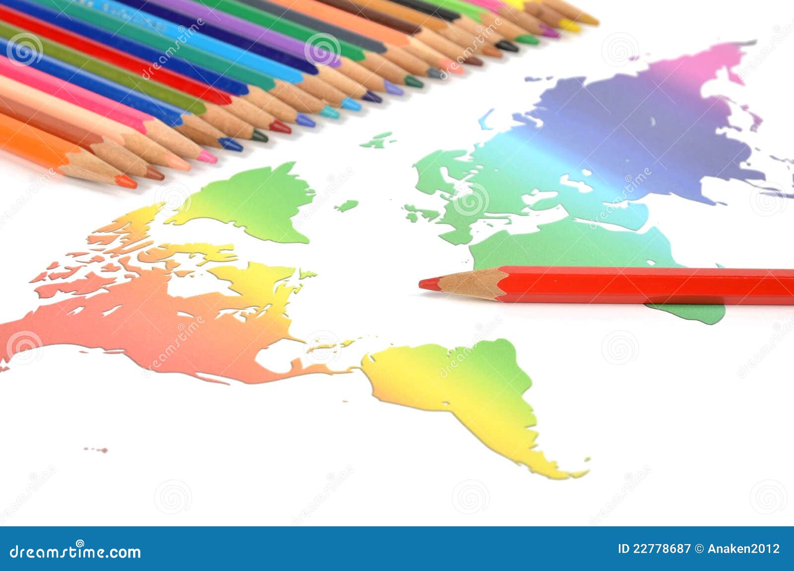 Color Pencils and World Map Stock Image Image of orange, black 22778687
