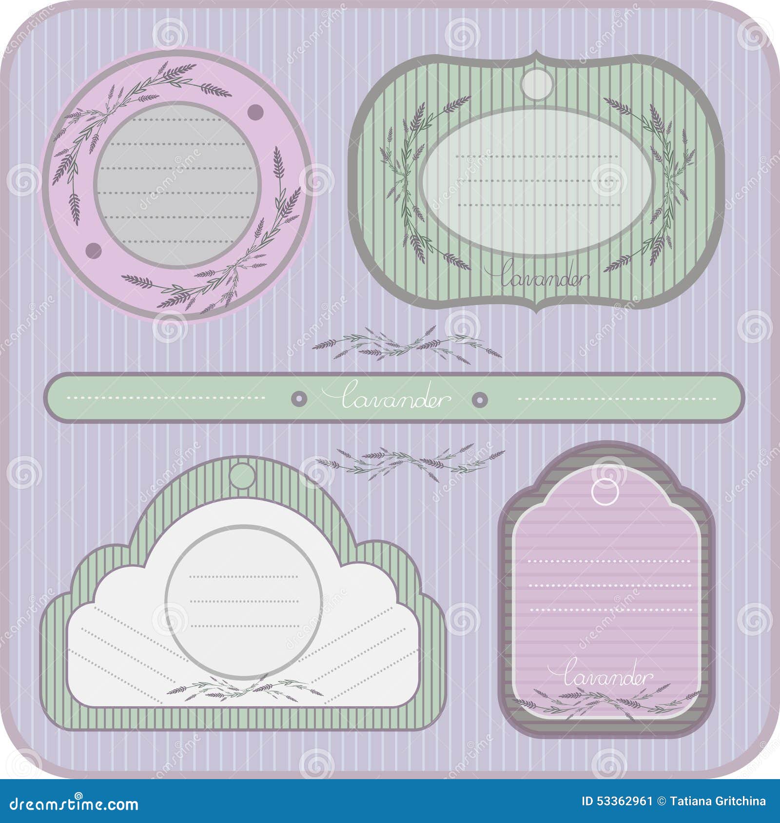 color picture labels with lavender stock vector illustration of