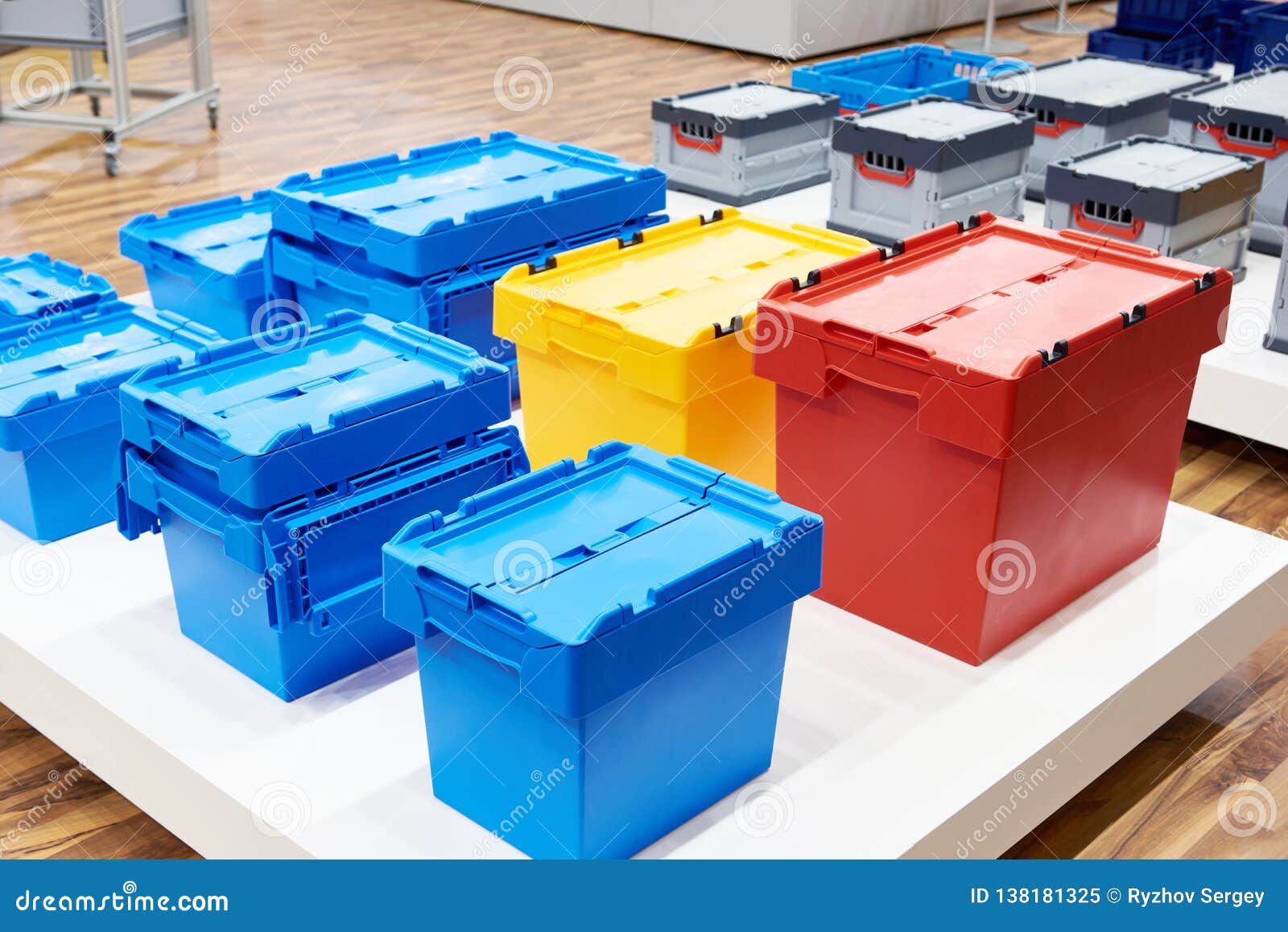 Color Plastic Boxes in Hardware Store Stock Image Image of colored