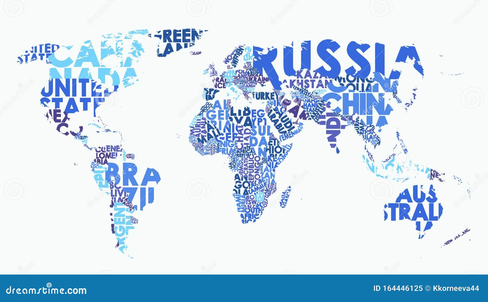 Color Political Map of the World Consisting of Country Names, Text ...