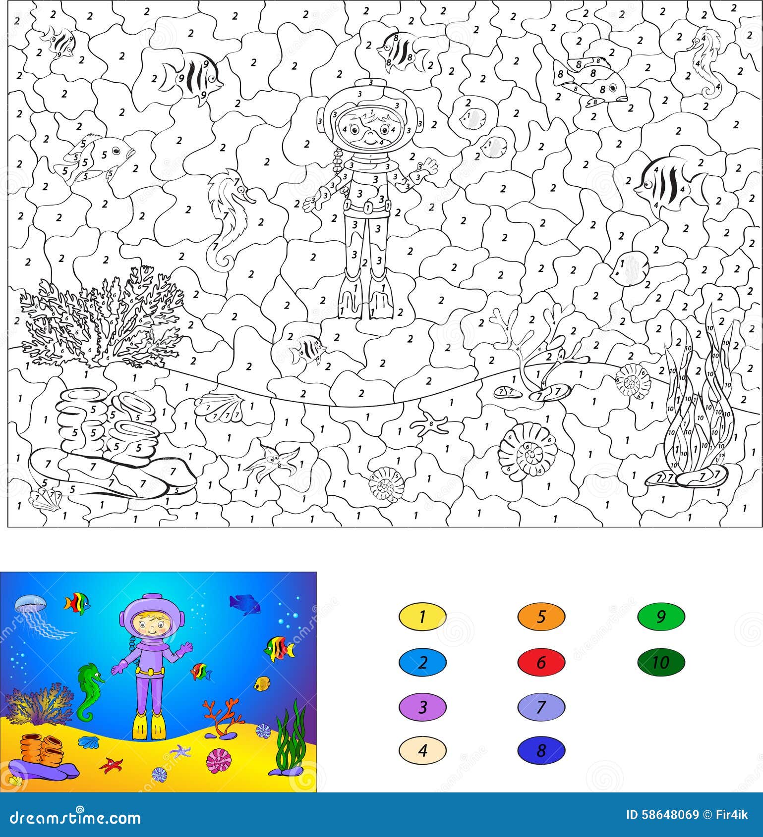 Color Por El Juego Educativo Del Número Para Los Niños ...