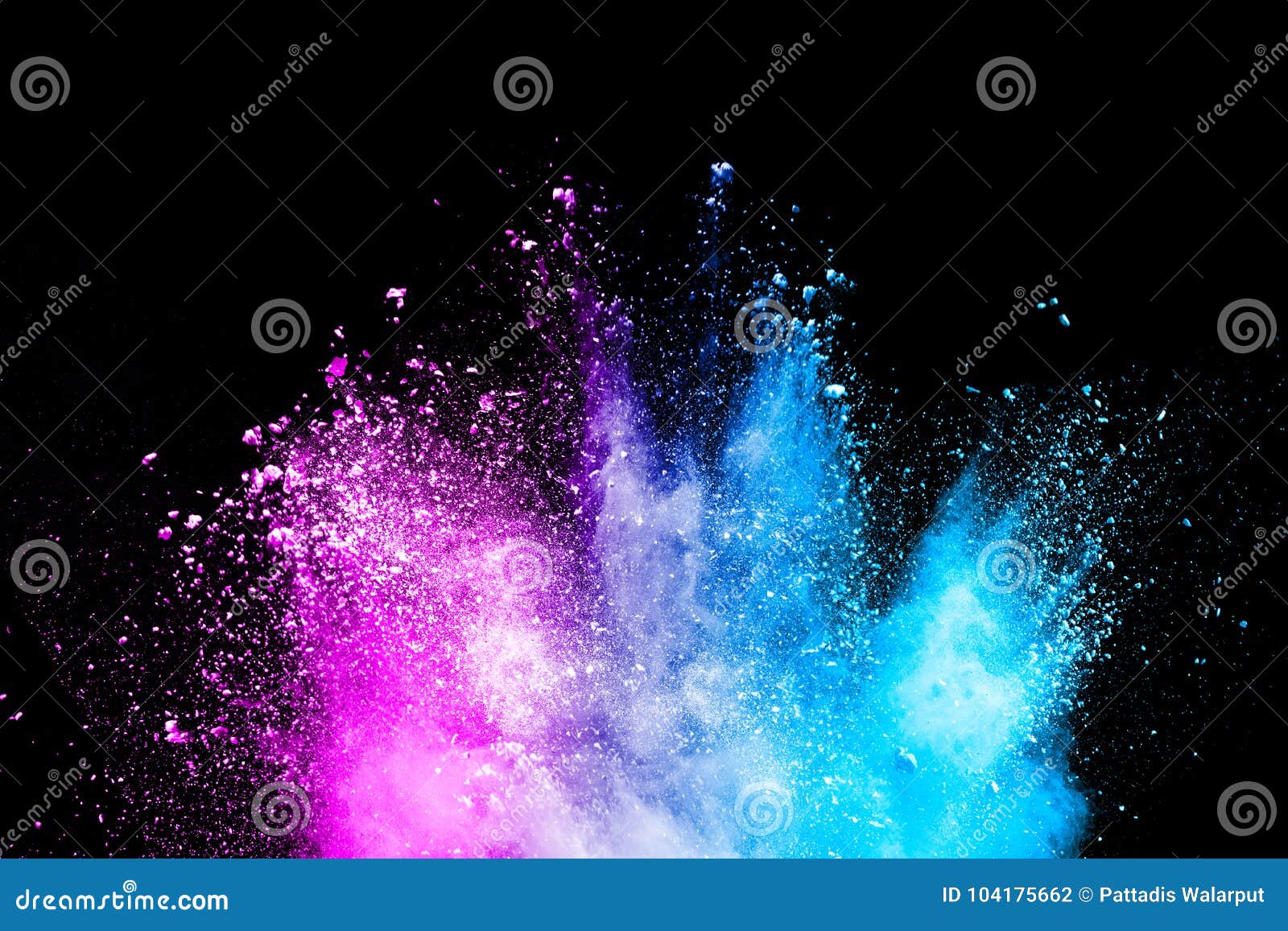 Download Color Powder Explosion On Black Background. Stock Photo - Image of cosmic, digital: 104175662