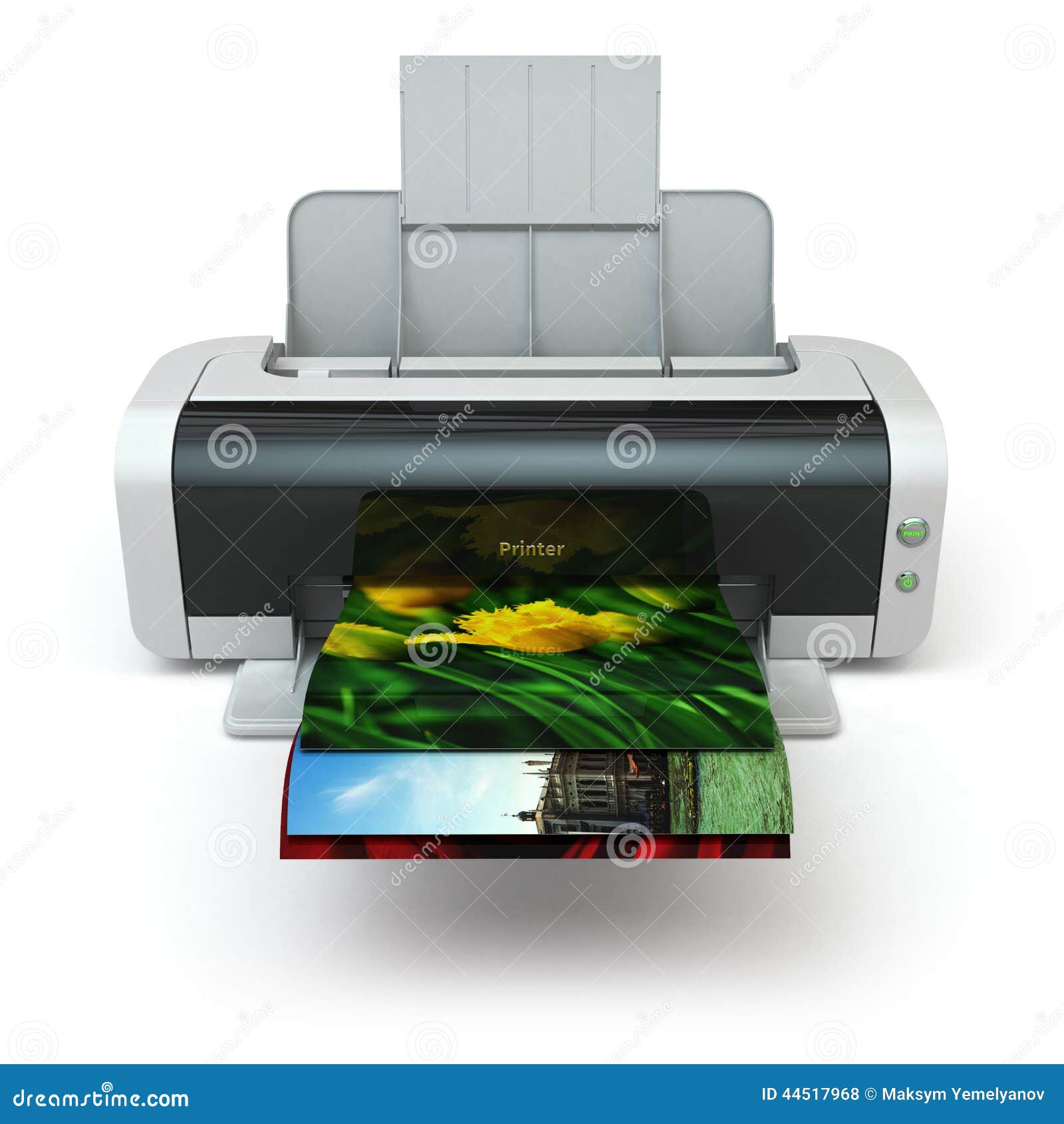 Color Printer Prints Photo on White Background. Stock Illustration Illustration of printers