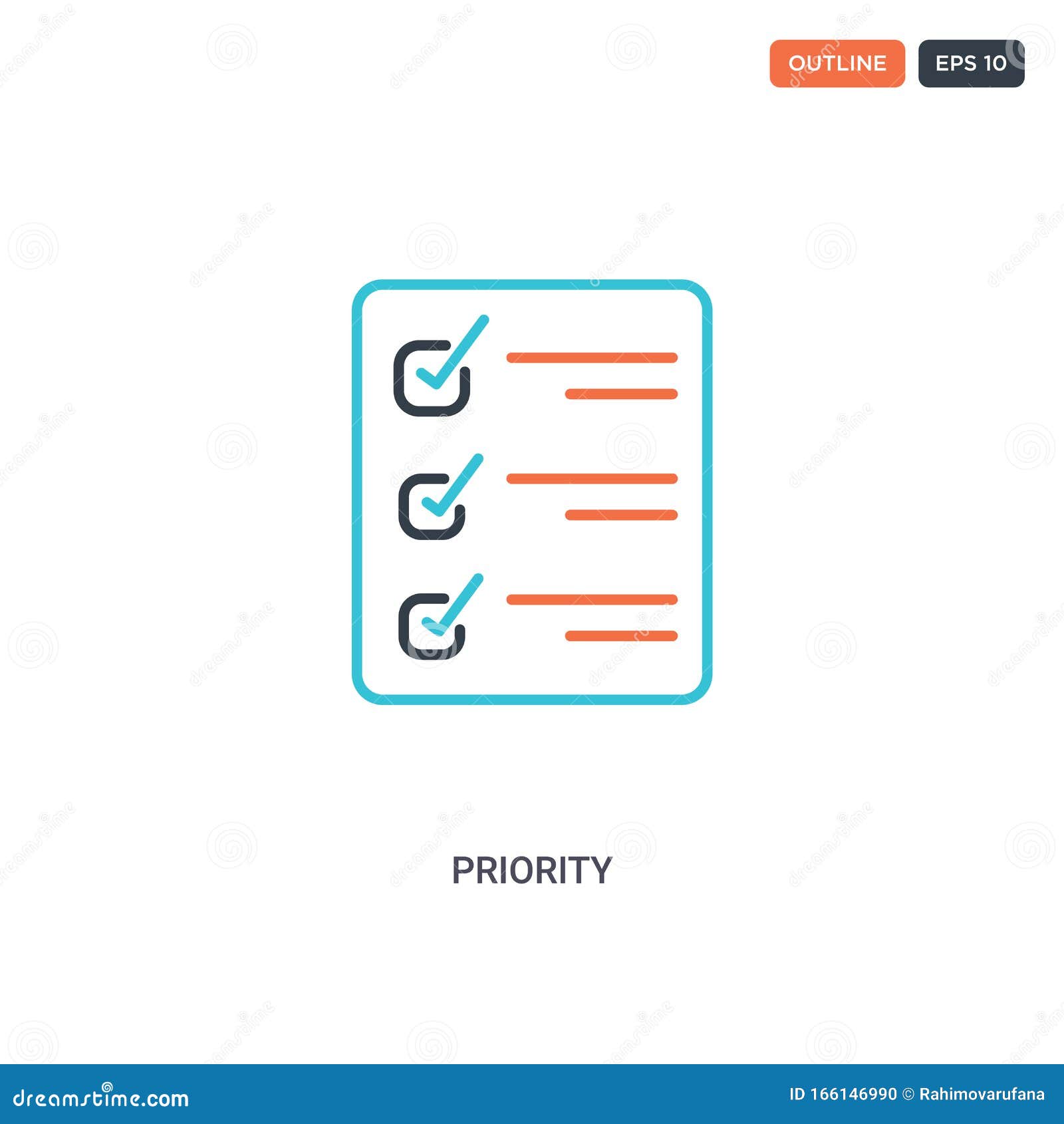 2 color priority concept line  icon.  two colored priority outline icon with blue and red colors can be use for web