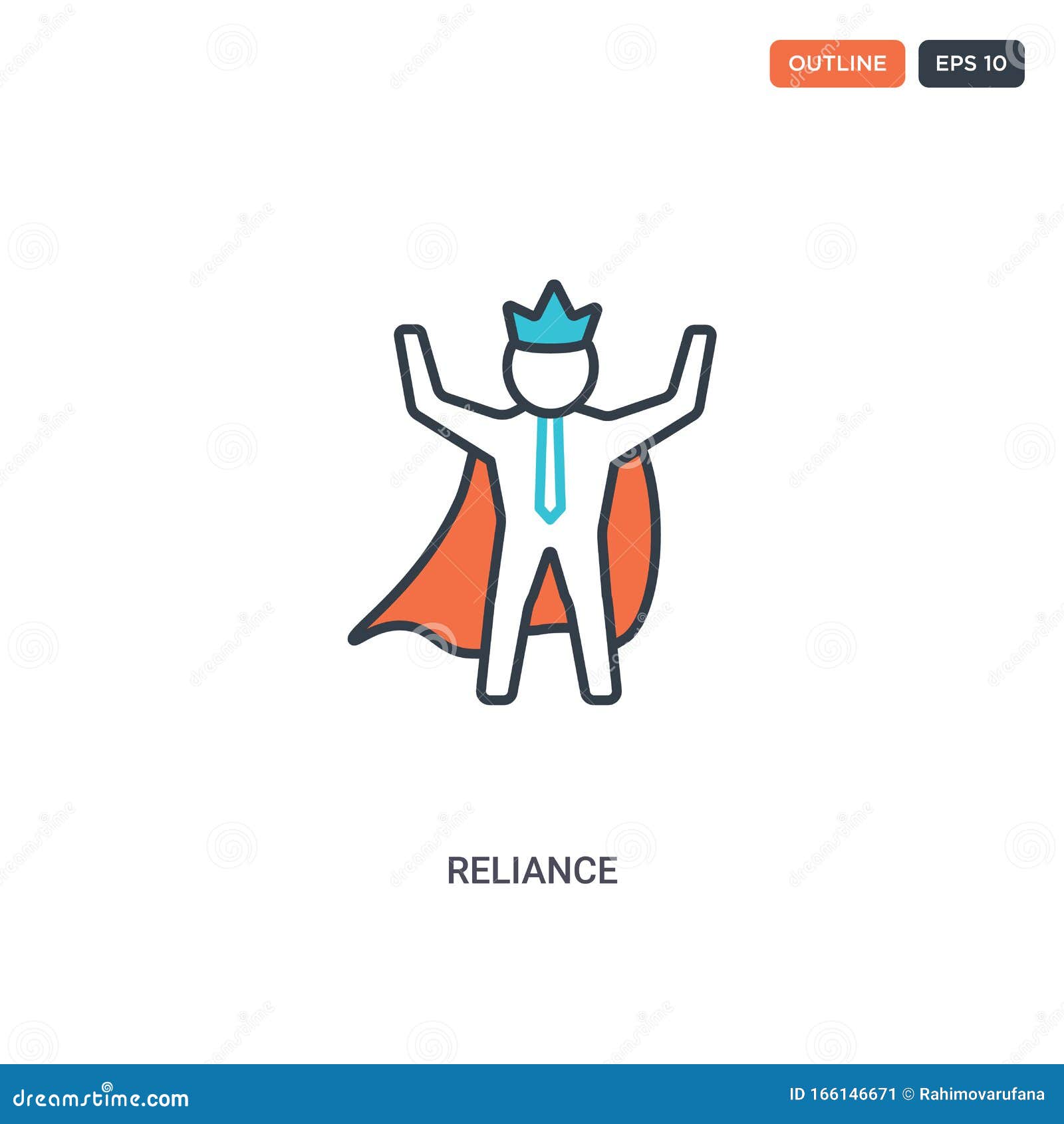 2 color reliance concept line  icon.  two colored reliance outline icon with blue and red colors can be use for web