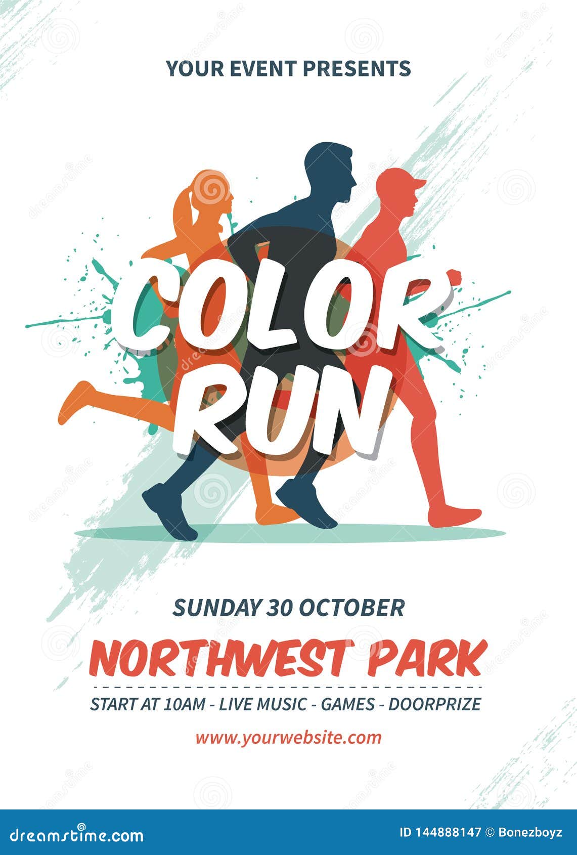 Color Run Flyer Template Stock Vector Illustration Of Fitness