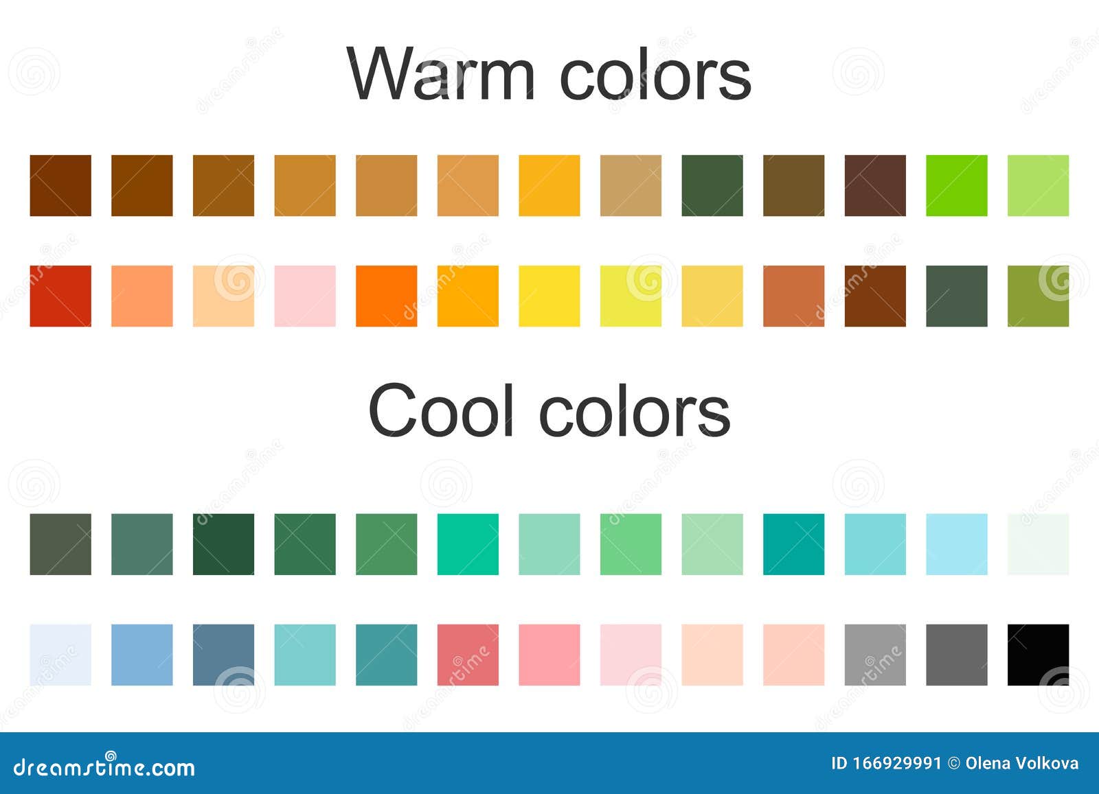 color scheme. warm and cold colors. flat 