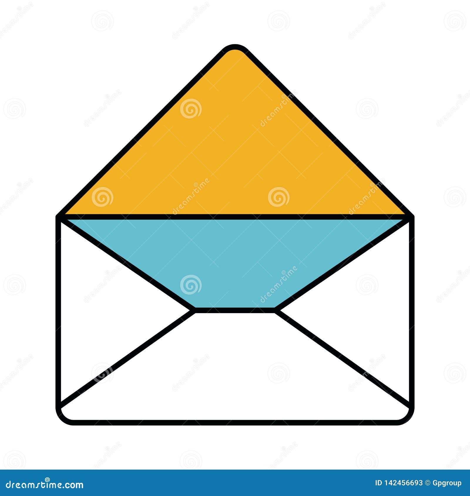 Download Color Sections Silhouette Of Envelope Mail Opened In ...