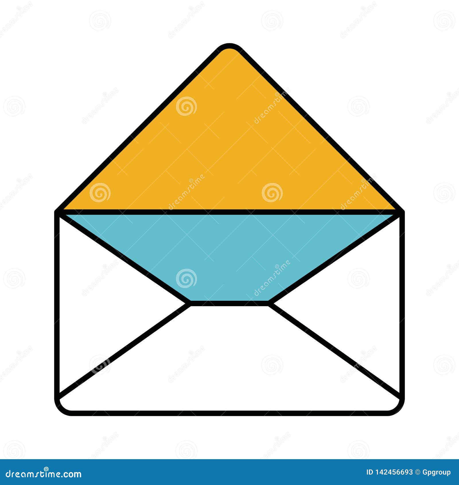 Download Color Sections Silhouette Of Envelope Mail Opened In ...
