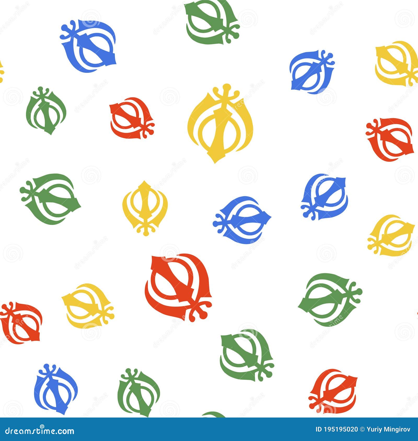 Color Sikhism Religion Khanda Symbol Icon Isolated Seamless Pattern On
