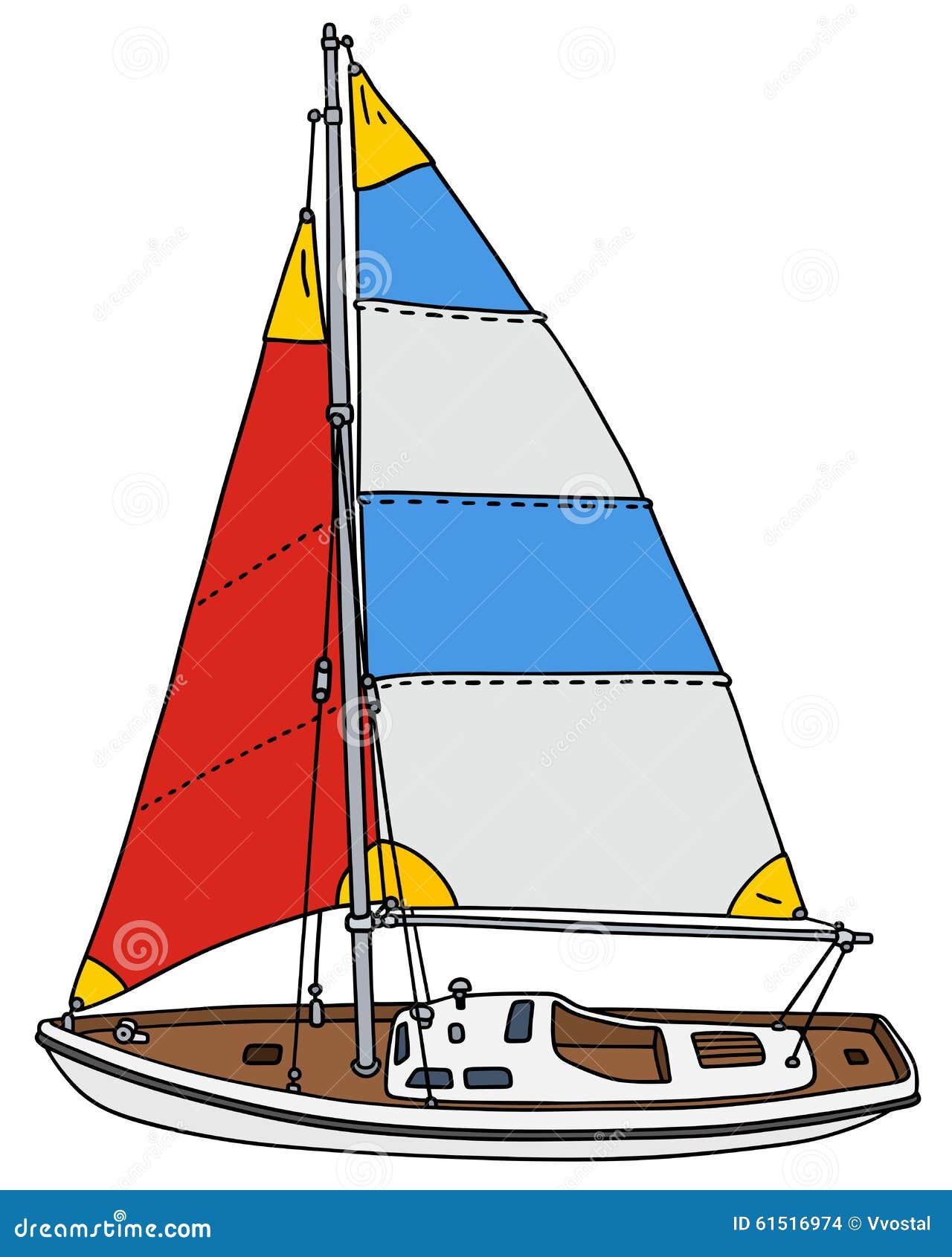 Color Small Sailing Yacht Stock Vector - Image: 61516974