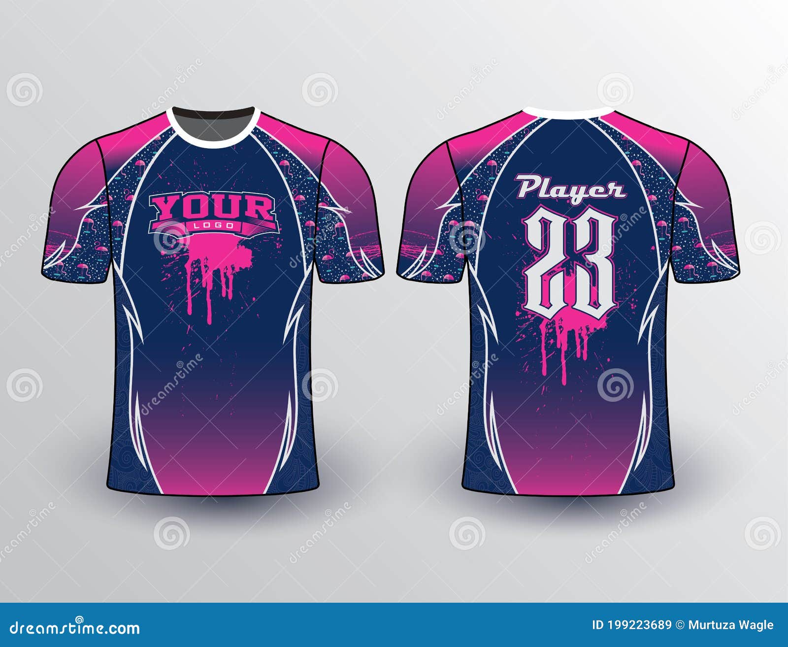 Color Splash Hot Pink Blue Team Gear Jersey Mockup Stock Vector ...