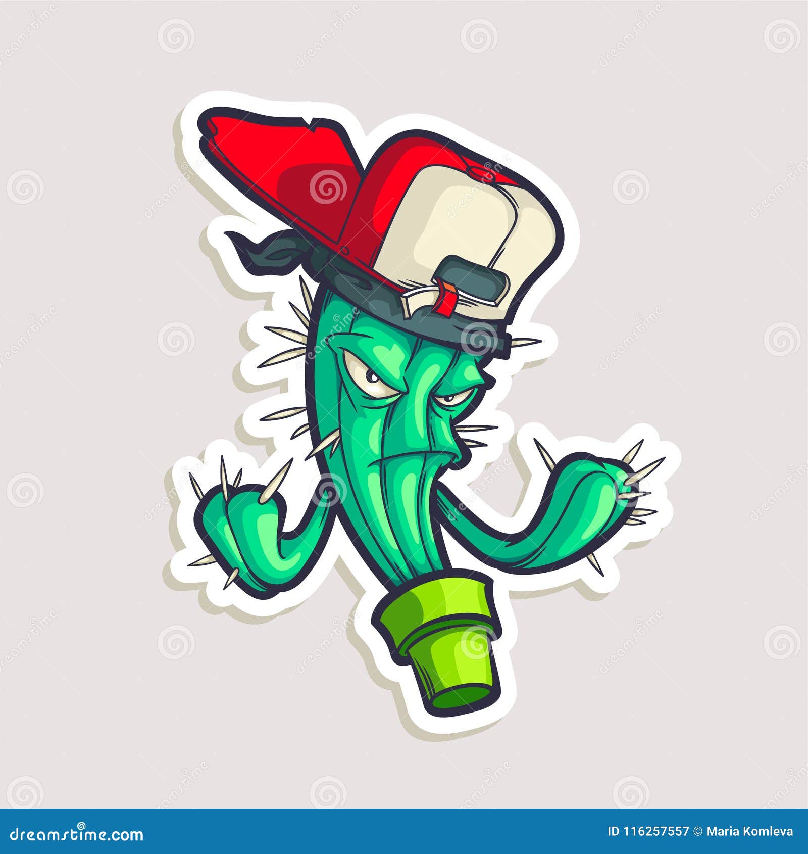 Color Sticker For Teen With Funny Cartoon Character In Cap Vector