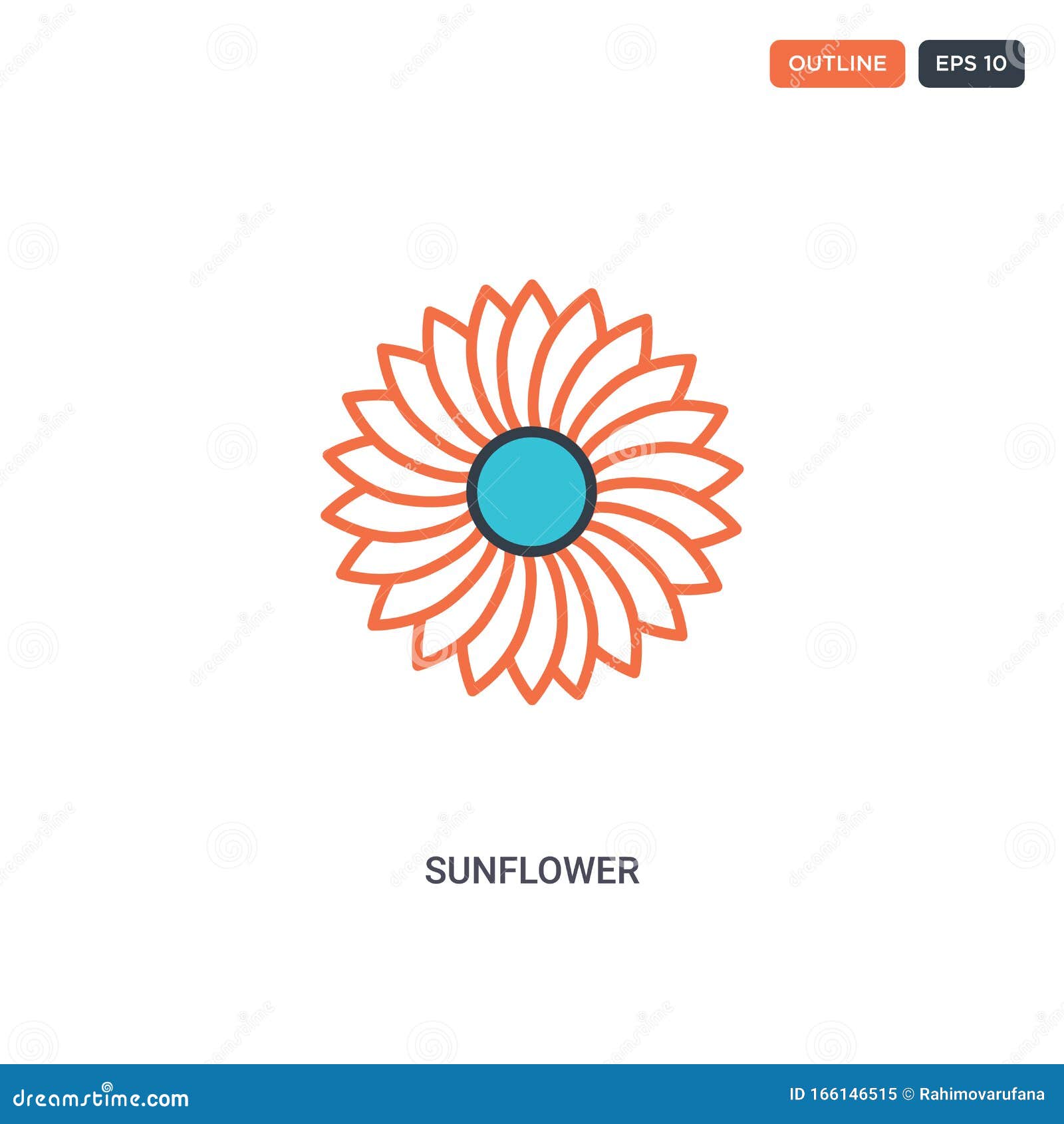 Download 2 Color Sunflower Concept Line Vector Icon. Isolated Two ...