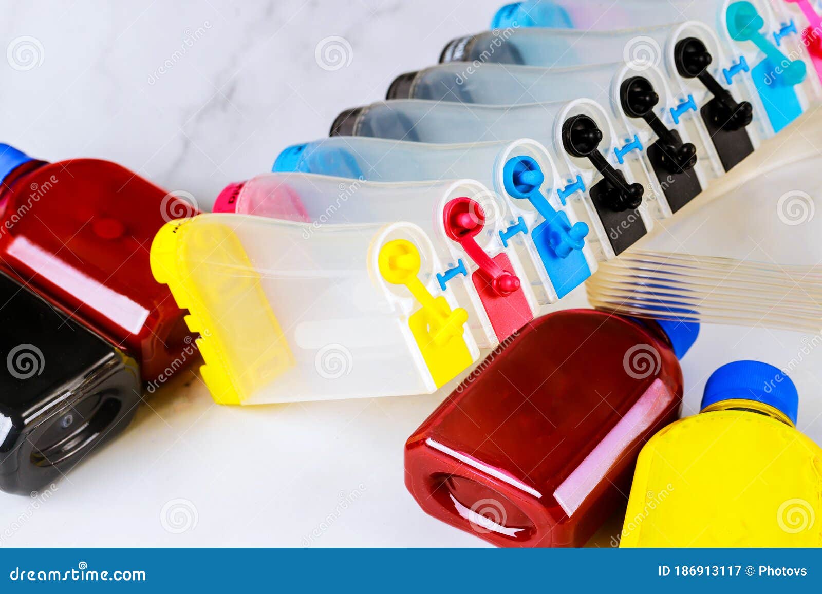 Color Tanks on Inkjet Printers in Large Machines Stock Image Image of