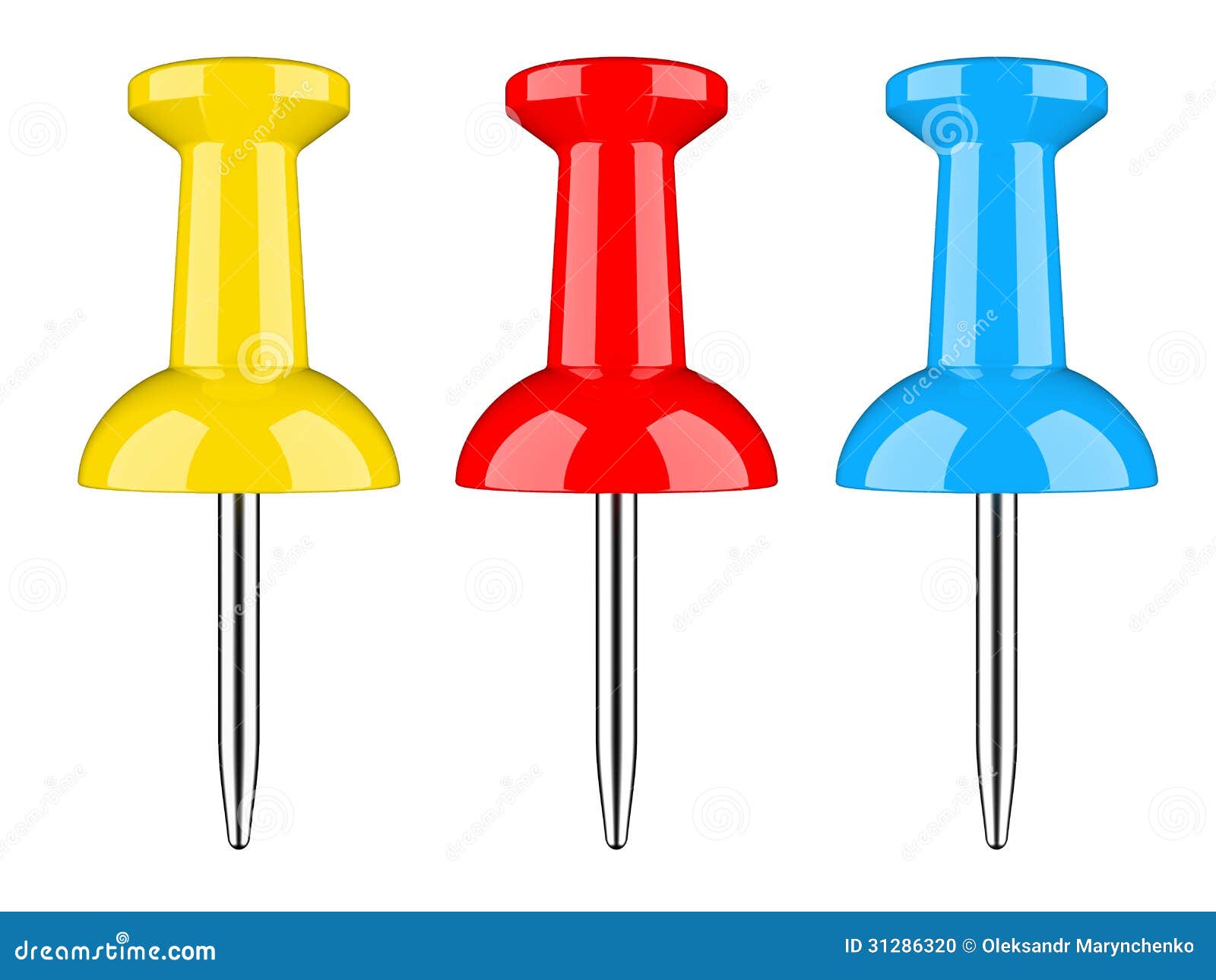Color Thumbtack Isolated on a White Background. Stock Illustration