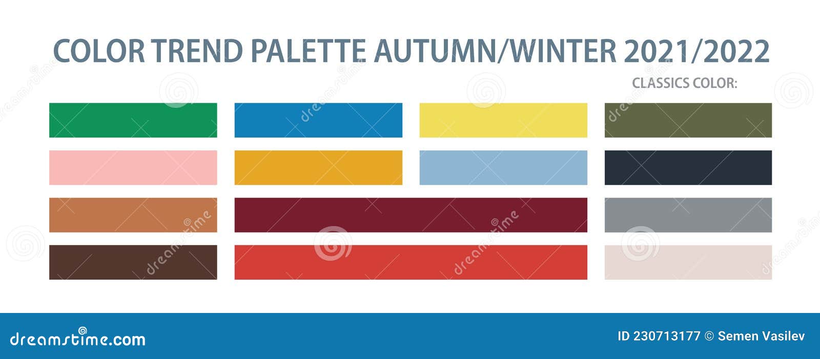 Color Trend Palette 2021, 2022 Autumn and Winter. Stock Vector ...