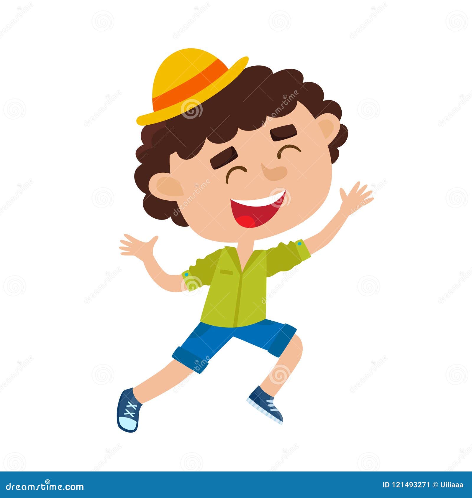 Download Color Vector Illustration Of A Boy Jumping From Joy. Stock ...