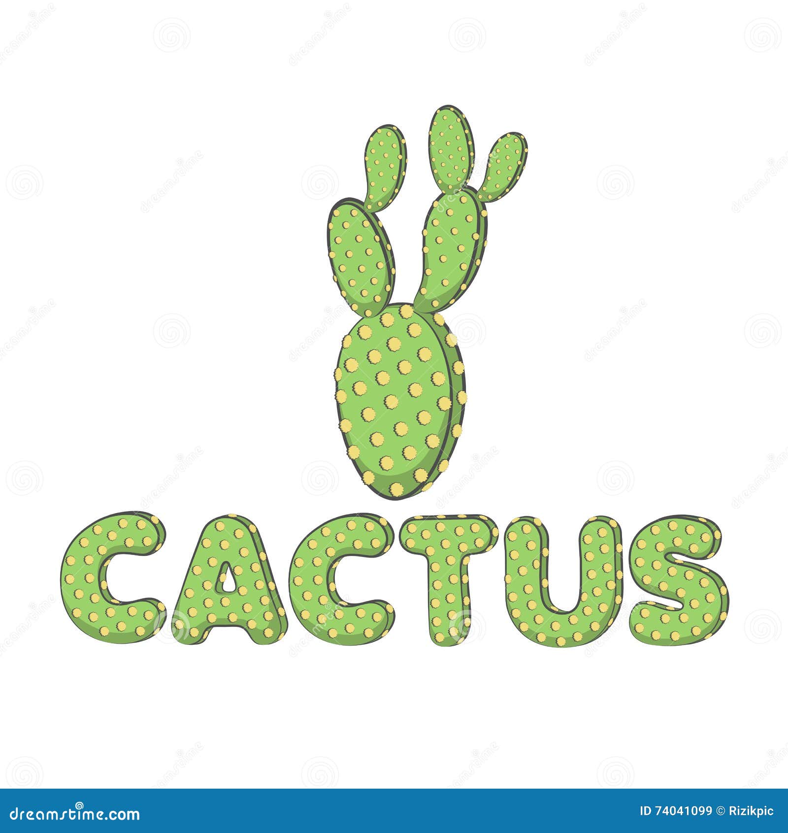 Color Vector Image Of A Cactus With Stylized Lettering Eps10 Stock Vector Illustration Of Element Lettering 74041099