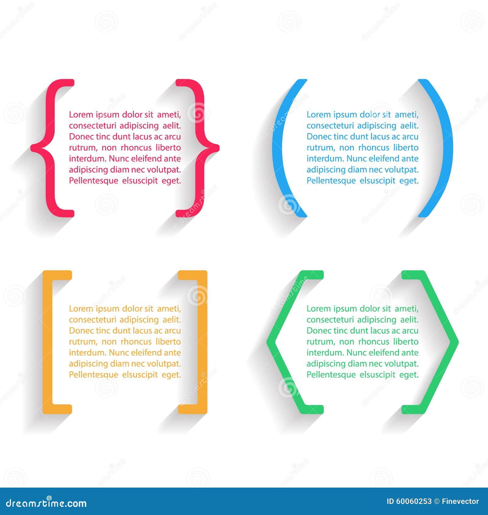 Color Vector Quotes and Brackets with Shadow. Vector Illustration Stock