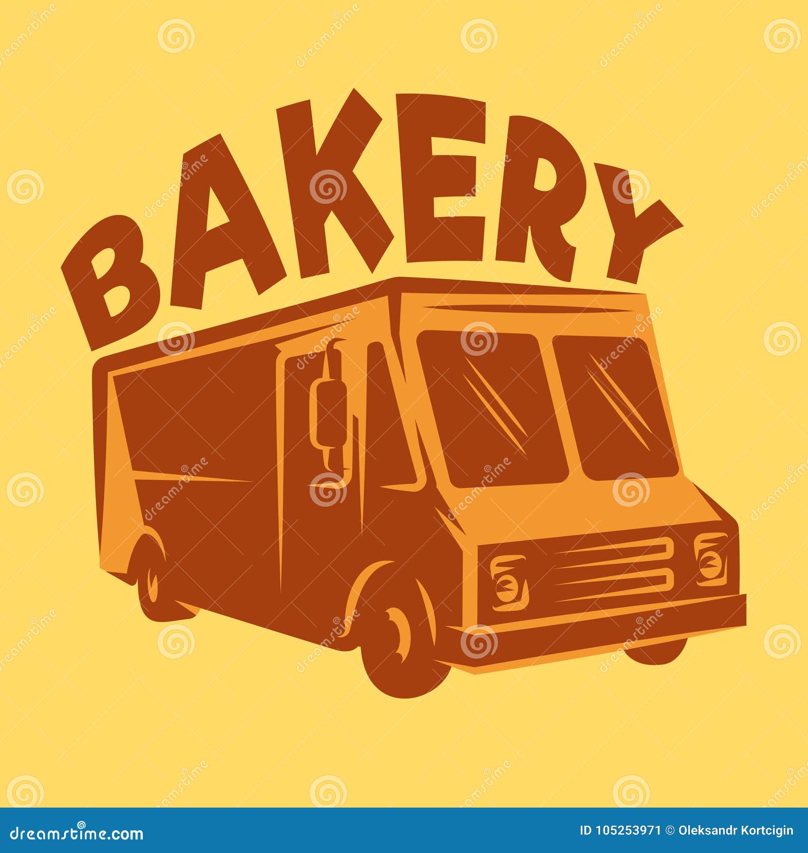 Color Vector Template Van for Delivery Bakery Stock Vector