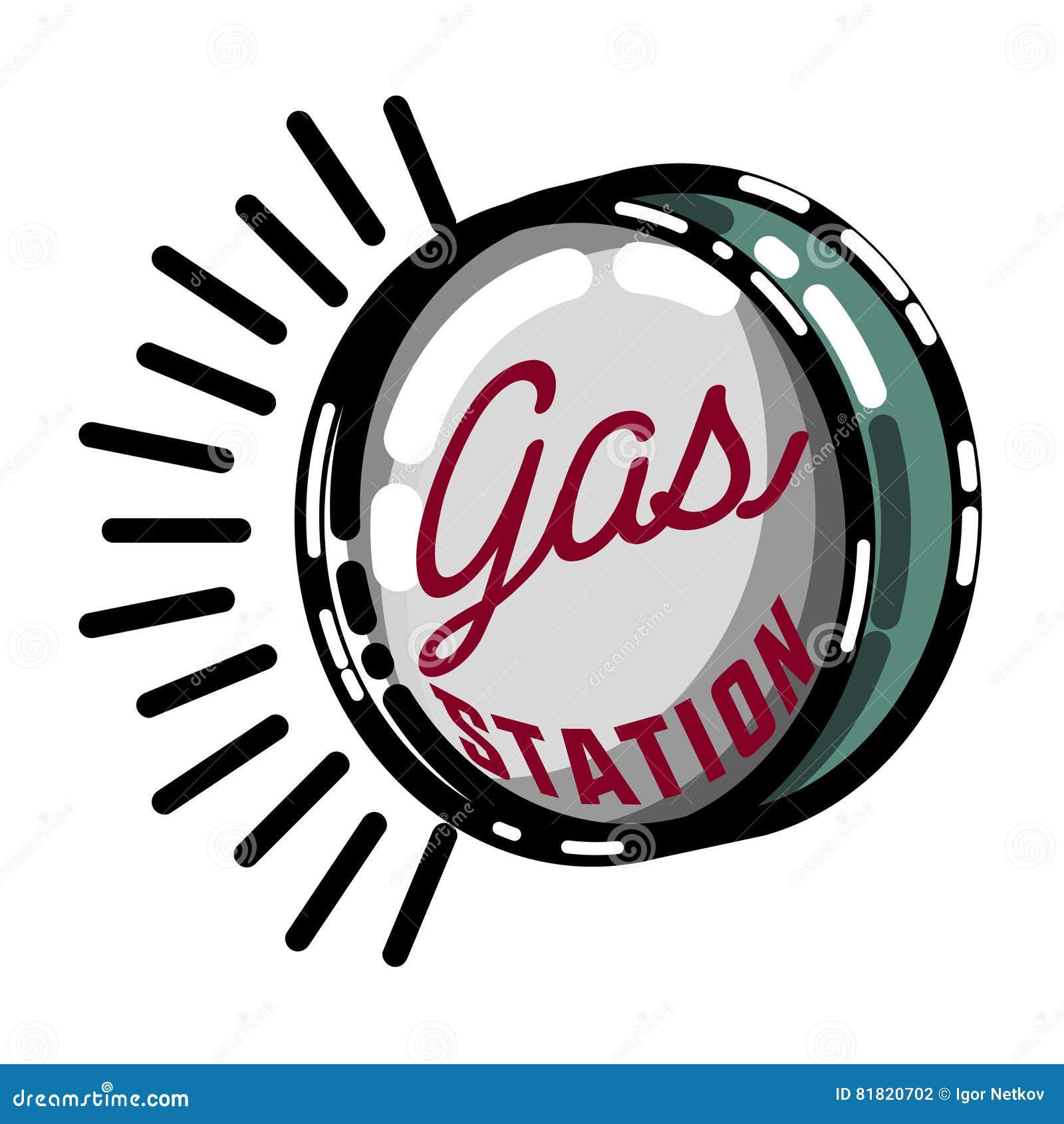 Color Vintage Gas Station Emblem Stock Vector Illustration of
