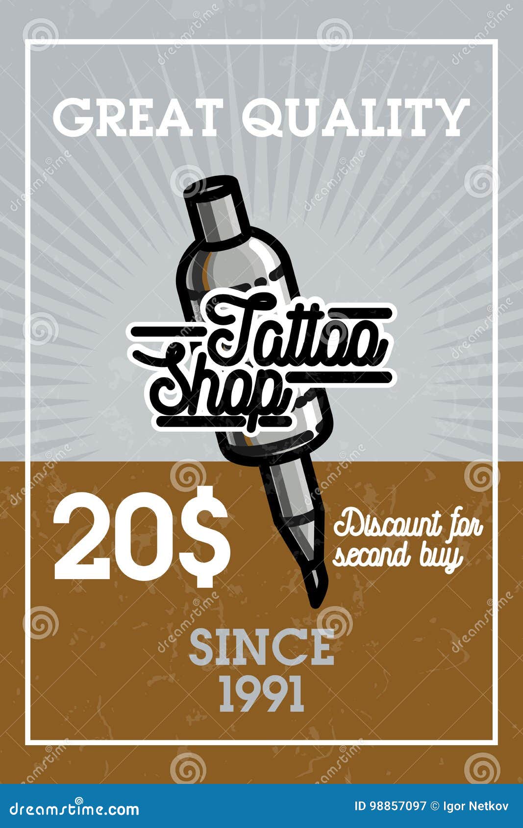 Tattoo Studio Banner Card Or Poster Template Flat Cartoon Vector  Illustration Stock Illustration - Download Image Now - iStock