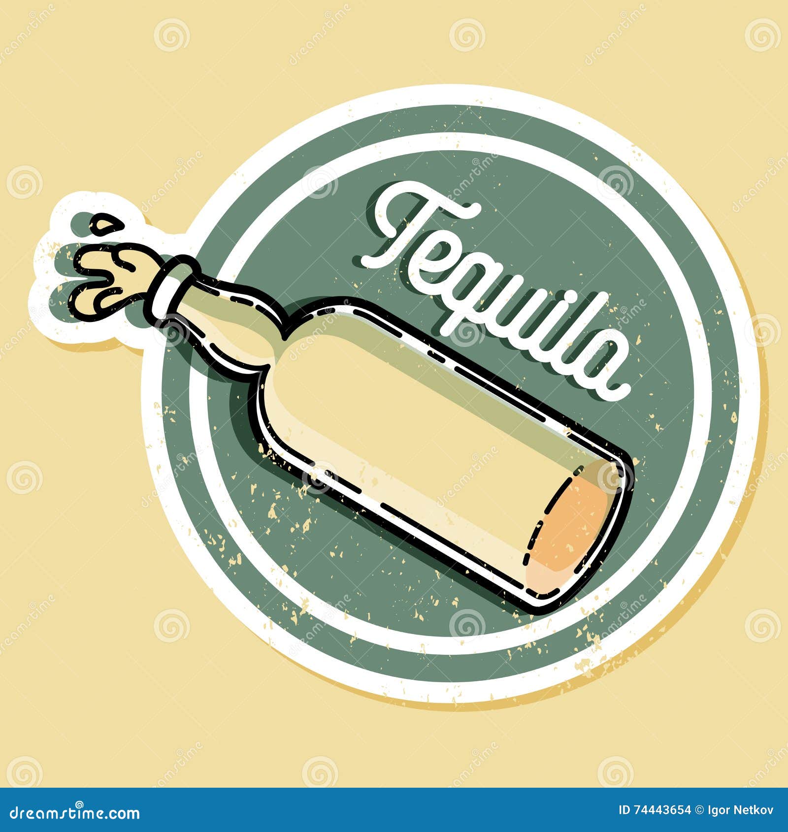 color vintage tequila emblem