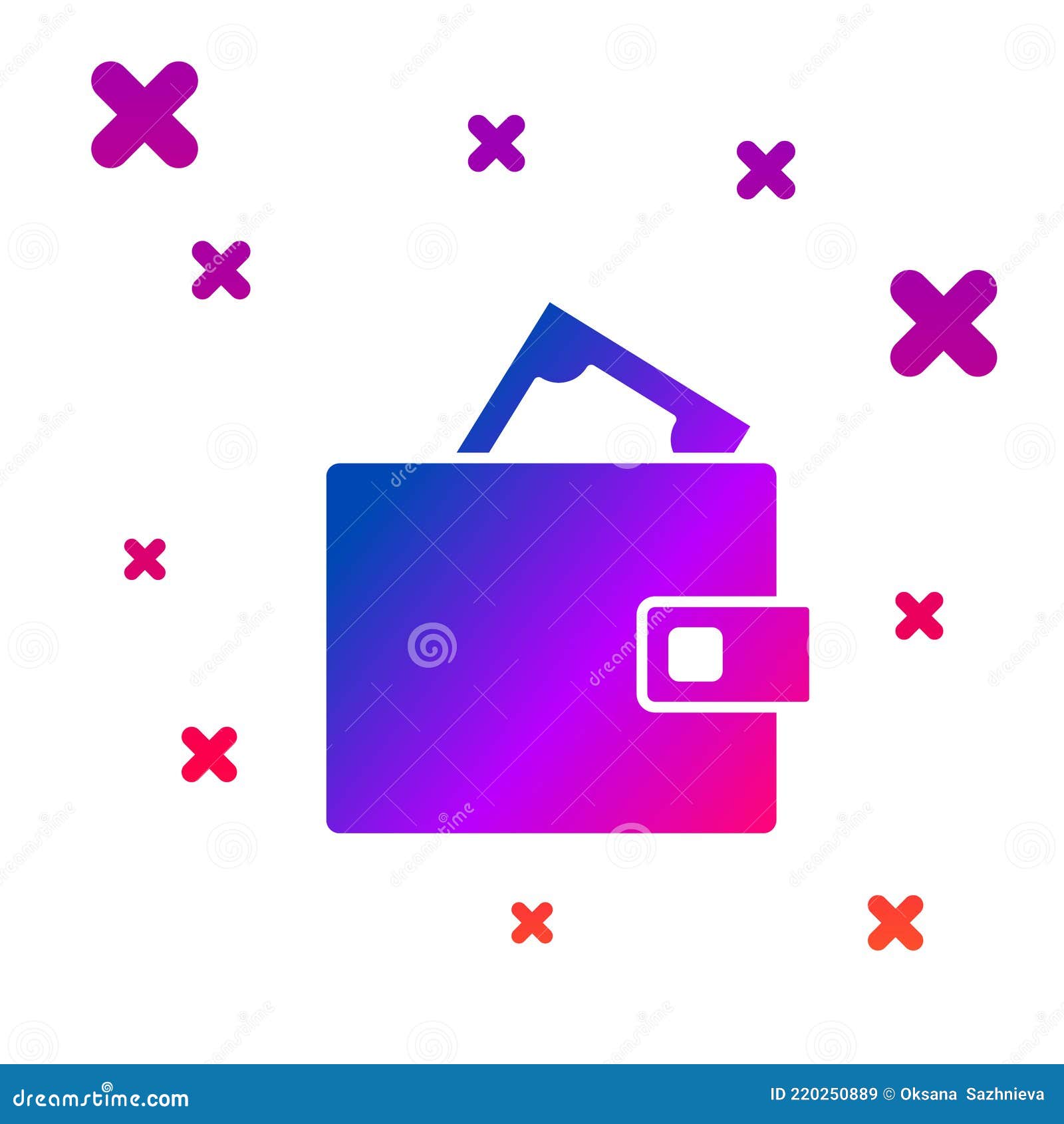 Color Wallet with Stacks Paper Money Cash Icon Isolated on White