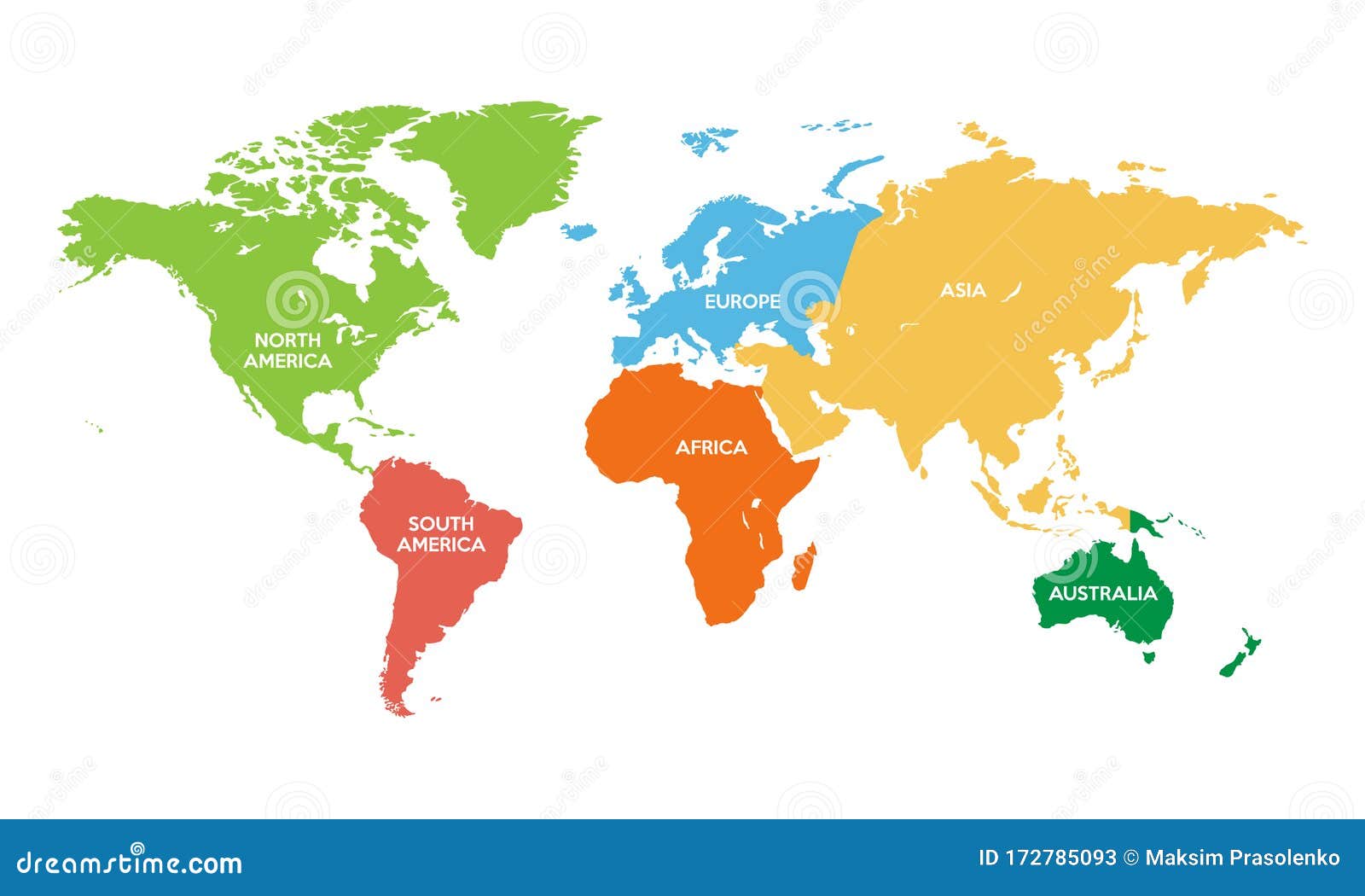 Color World Map with Continent Borders Stock Illustration ...