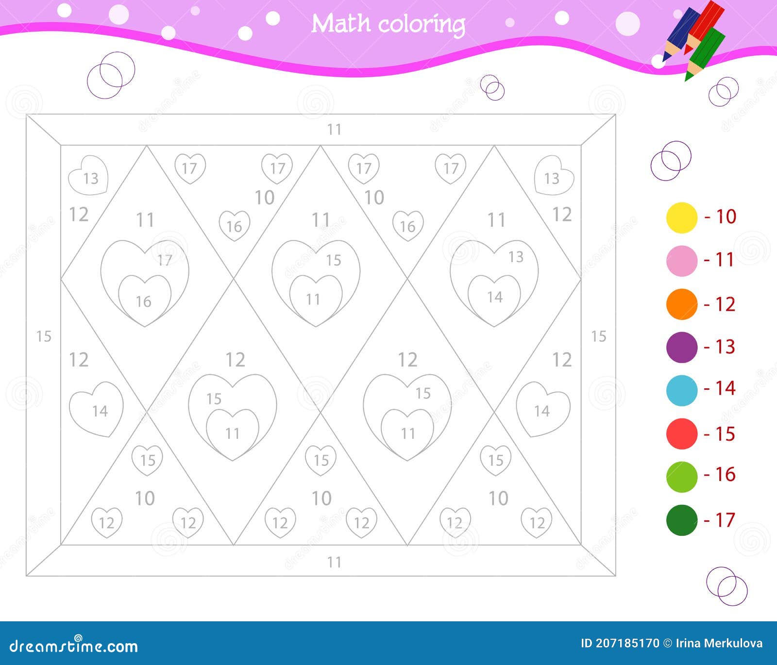 Colorir por números. jogo de puzzle para a educação infantil. números e  cores para desenhar e aprender matemática. frutas de vetor