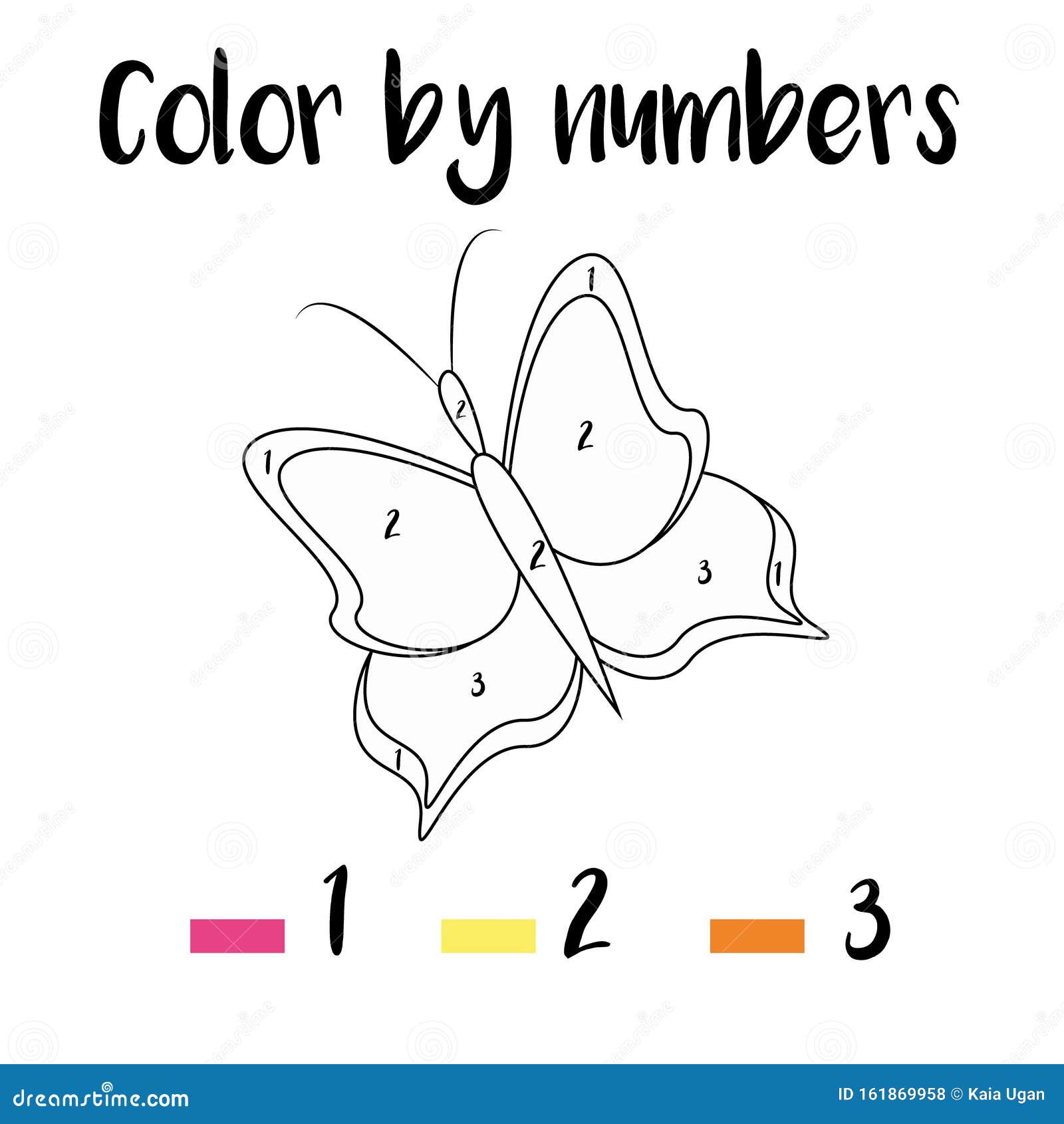 Colorir A Página Com Borboleta. Colorir Por Números Jogo Educativo