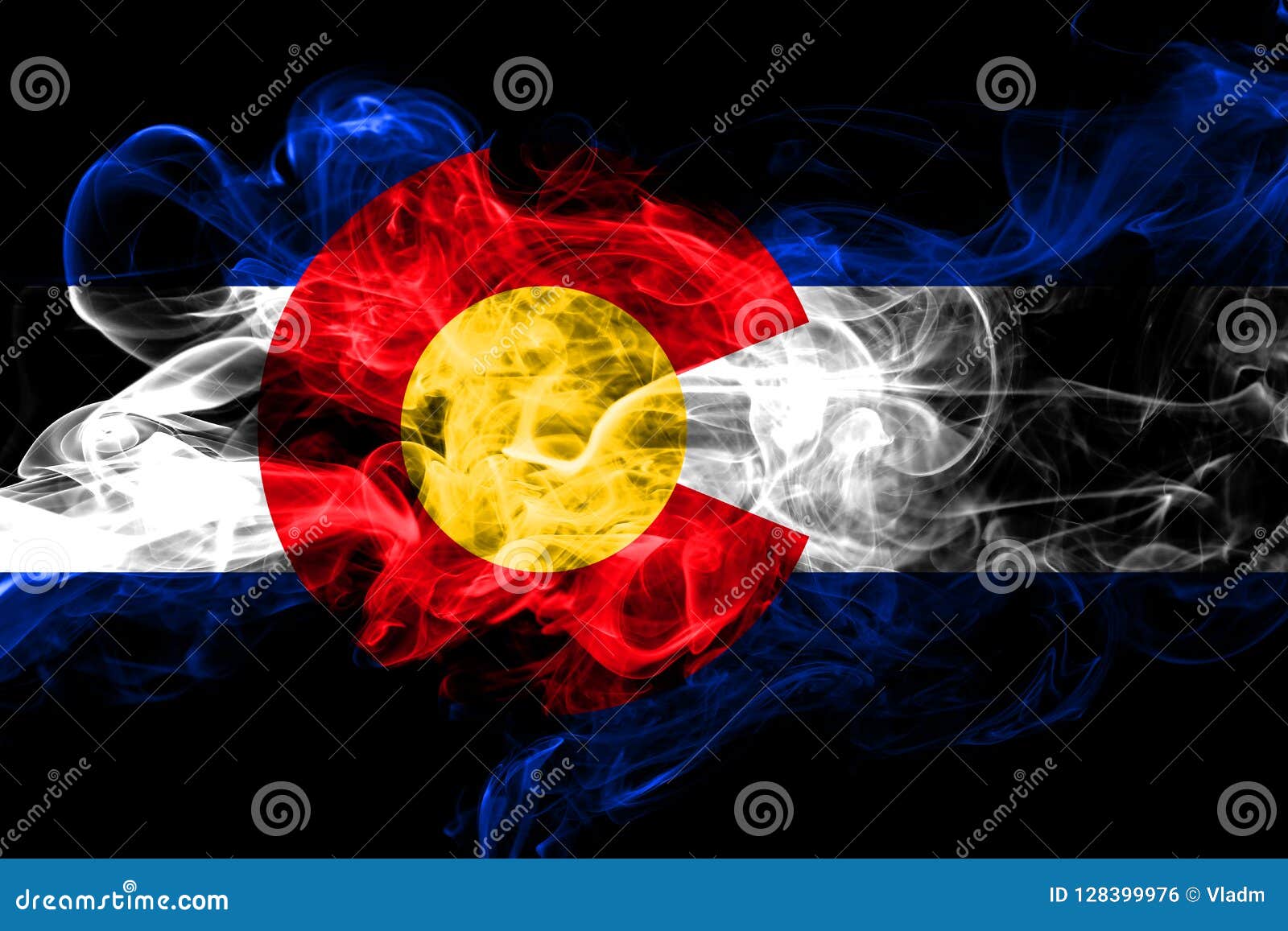 Colorado Colorful Smoking Flag 2018. Stock Illustration - Illustration