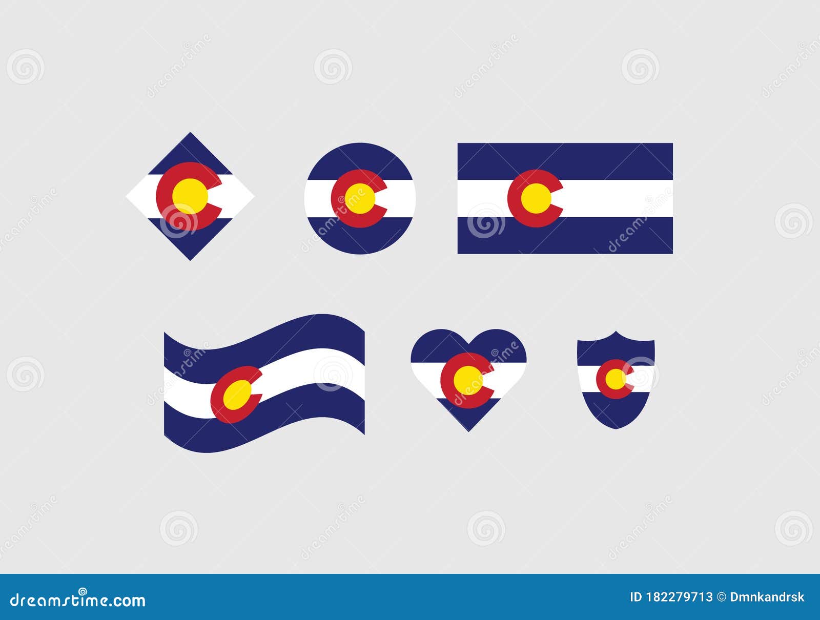 Download Colorado Flag Symbol Emblem State Set Collection Stock ...