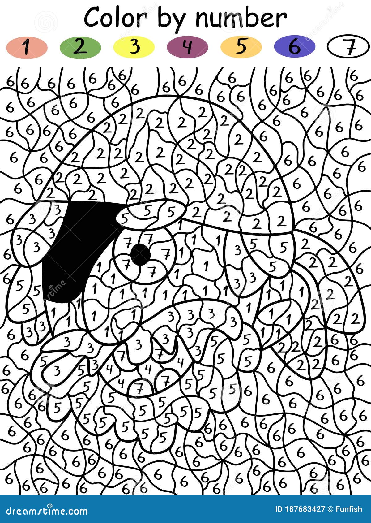 Pirate Color by Number Children Game Vector Stock Vector Illustration