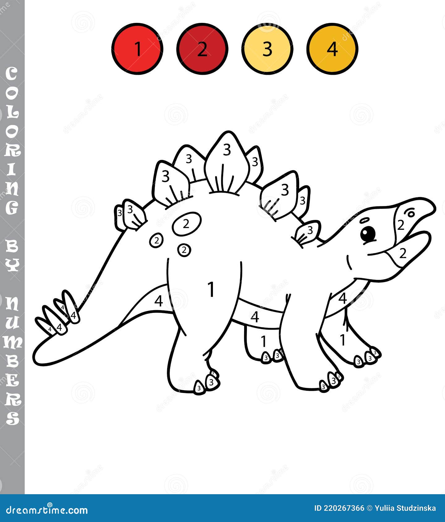 Colorear Por Número Con Estegosaurio Ilustración del Vector - Ilustración  de tinta, aislado: 220267366